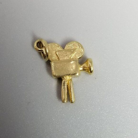Vintage Movie Camera Charm Pendant, Gold Tone Retro Style Film Reel, Estate - Picture 5 of 6